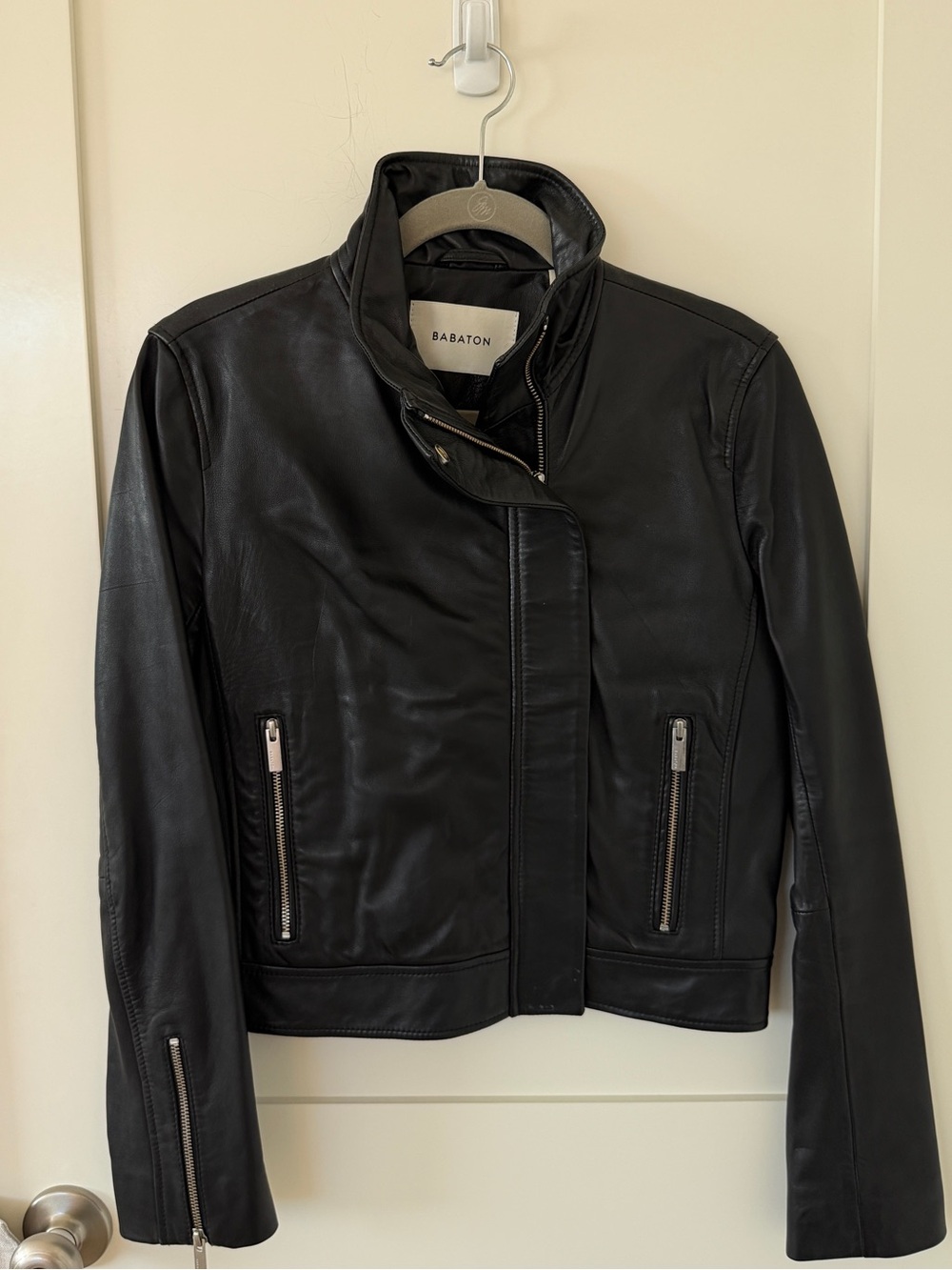 Babaton Black 100% Leather Biker Jacket
